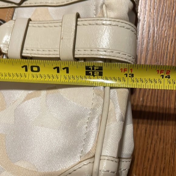 🤎🤎 Coach Signature Hampton Optic Bag Purse Stripe Cream White Satchel - Picture 14 of 16